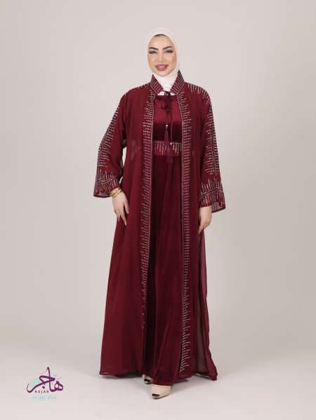 عباية رسمي مخمل مع شيفون